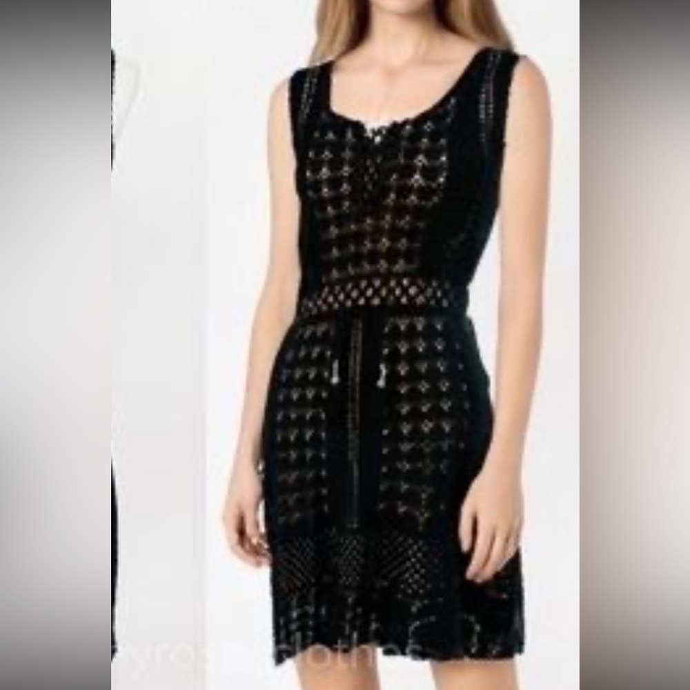 Calypso St. Barth Black Crochet Dress Sleeveless Scoop Neck